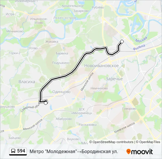 Автобус 594: карта маршрута
