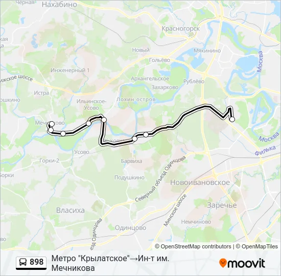 Автобус 898: карта маршрута