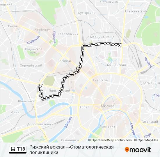 Т18 Bus Line Map