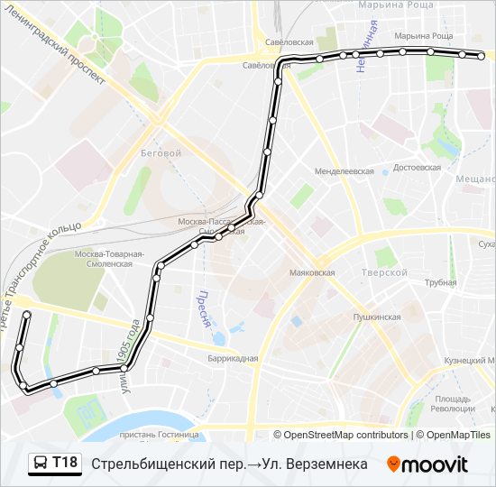 Т18 Bus Line Map