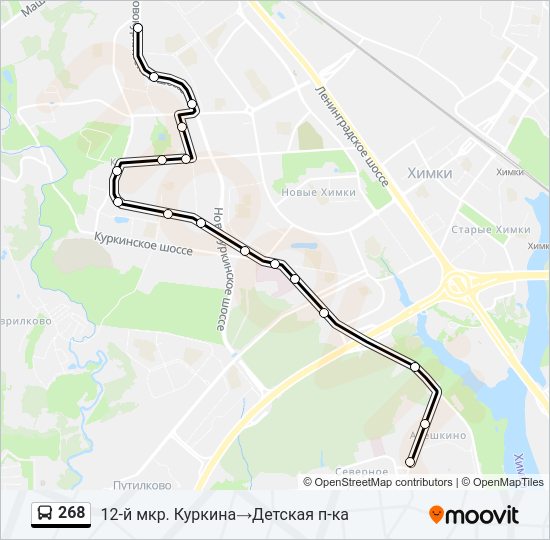 Автобус 268: карта маршрута