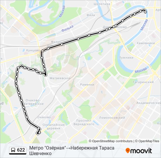 622 bus Line Map