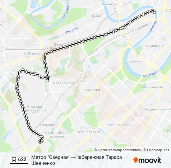 Автобус 622: карта маршрута