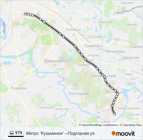 Автобус 979: карта маршрута