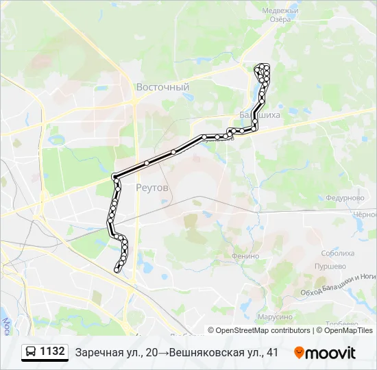 Автобус 1132: карта маршрута