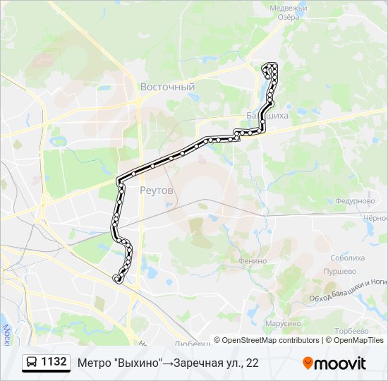 Автобус 1132: карта маршрута
