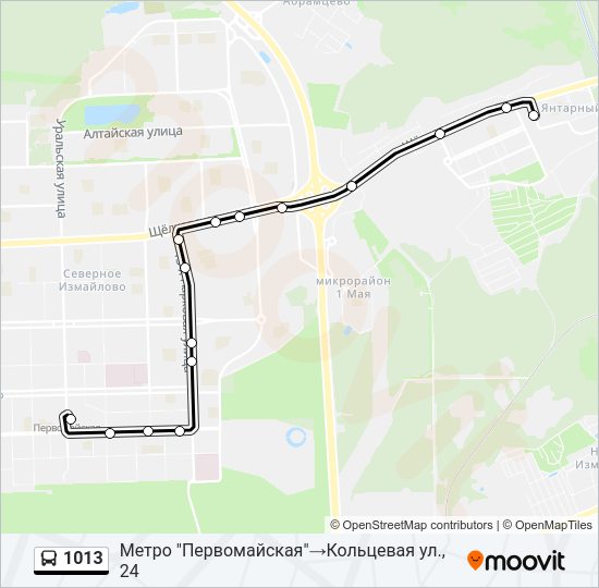 Автобус 1013: карта маршрута