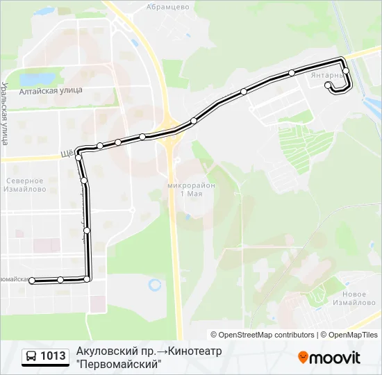 Автобус 1013: карта маршрута