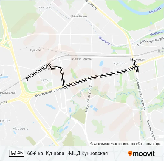 45 Bus Line Map
