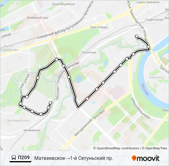 Автобус П209: карта маршрута