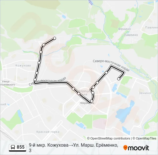 Автобус 855: карта маршрута