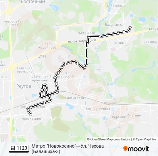 Автобус 1123: карта маршрута