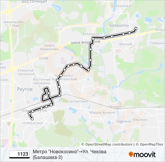 Автобус 1123: карта маршрута