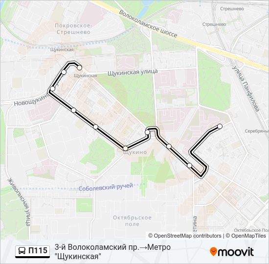 П115 Bus Line Map