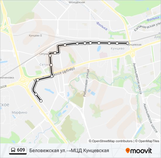 Автобус 609: карта маршрута