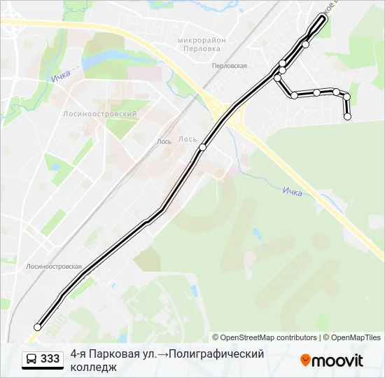 Автобус 333: карта маршрута
