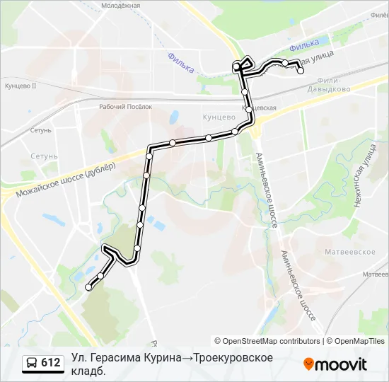 Автобус 612: карта маршрута