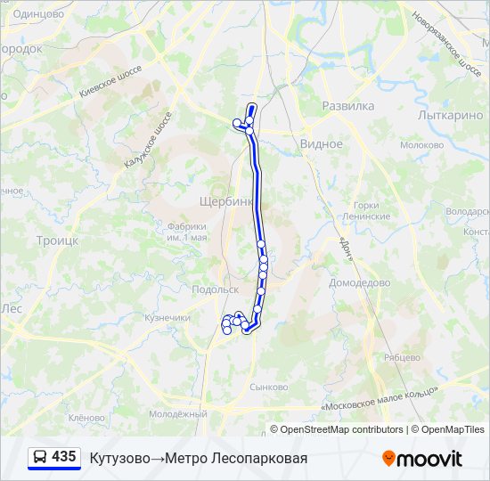 Автобус 435: карта маршрута