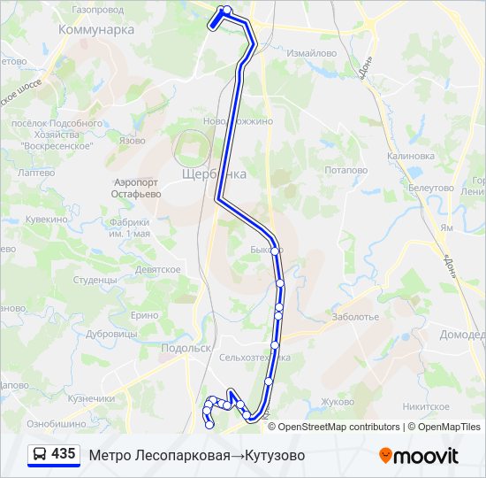 Автобус 435: карта маршрута