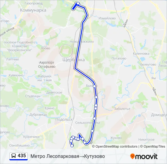 Автобус 435: карта маршрута