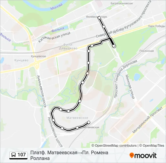 Автобус 107: карта маршрута