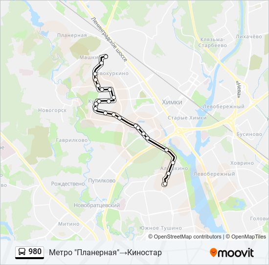 980 bus Line Map