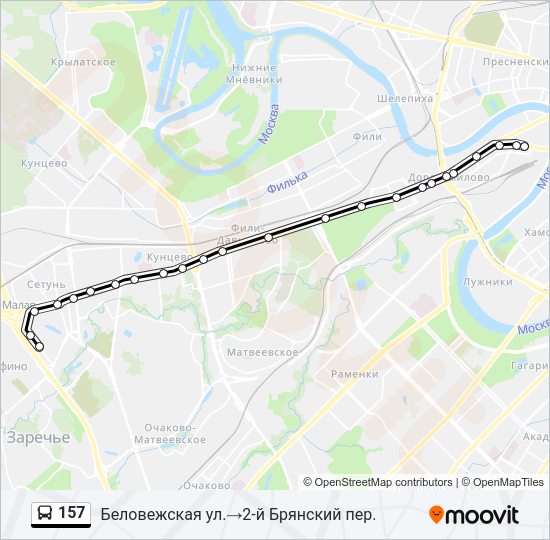 Автобус 157: карта маршрута
