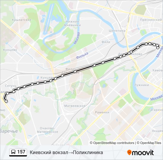 Автобус 157: карта маршрута