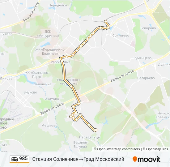 Маршрутка 985: карта маршрута