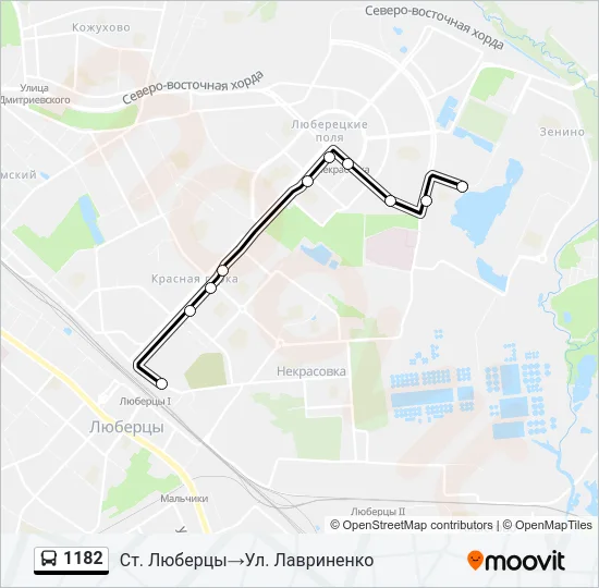 Автобус 1182: карта маршрута