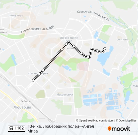 Автобус 1182: карта маршрута