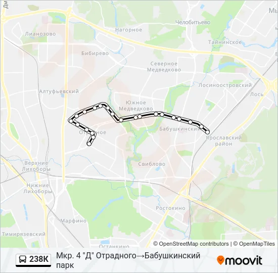 238К Bus Line Map