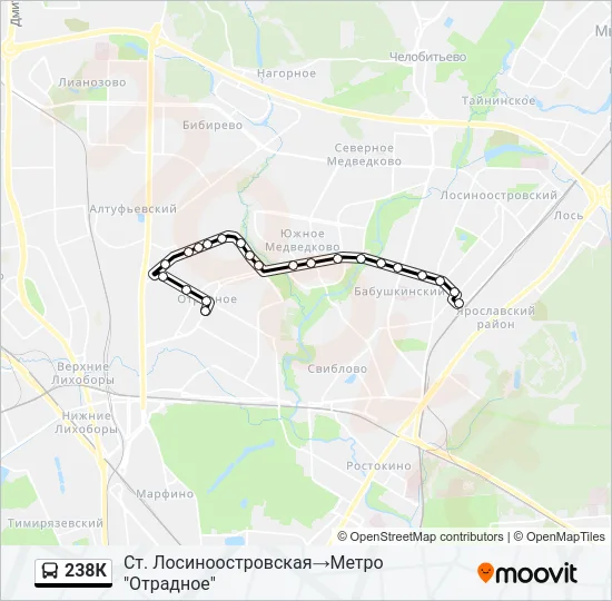 238К Bus Line Map