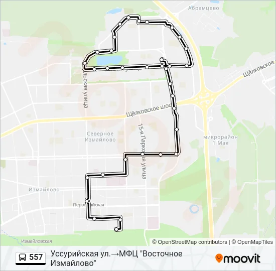 557 Bus Line Map