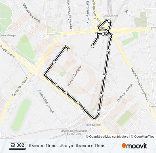 Автобус 382: карта маршрута
