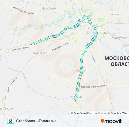Поезд КУРСКОЕ НАПРАВЛЕНИЕ: карта маршрута