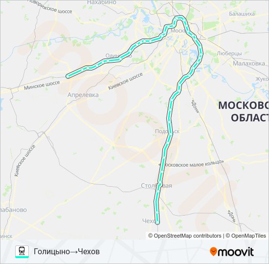 Поезд КУРСКОЕ НАПРАВЛЕНИЕ: карта маршрута
