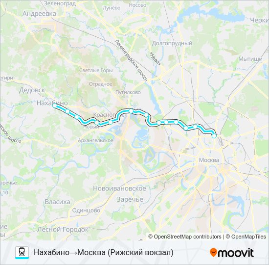 Поезд РИЖСКОЕ НАПРАВЛЕНИЕ: карта маршрута