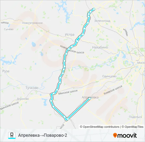 Поезд РИЖСКОЕ НАПРАВЛЕНИЕ: карта маршрута