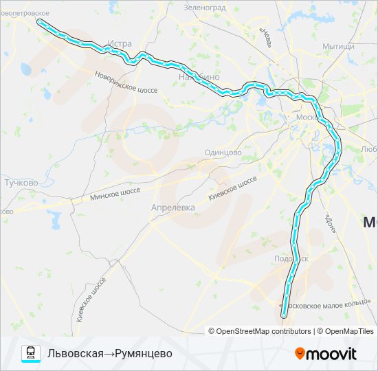 Поезд РИЖСКОЕ НАПРАВЛЕНИЕ: карта маршрута