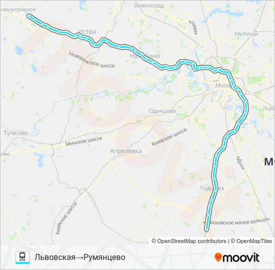 Поезд РИЖСКОЕ НАПРАВЛЕНИЕ: карта маршрута