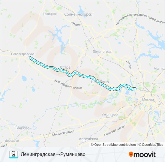 Поезд РИЖСКОЕ НАПРАВЛЕНИЕ: карта маршрута