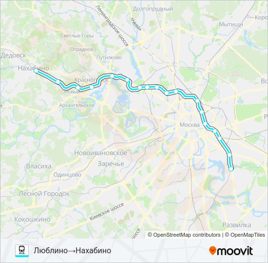 Поезд РИЖСКОЕ НАПРАВЛЕНИЕ: карта маршрута