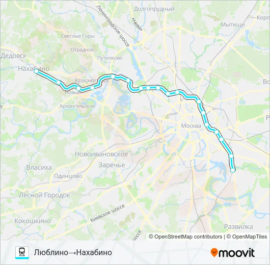 Поезд РИЖСКОЕ НАПРАВЛЕНИЕ: карта маршрута