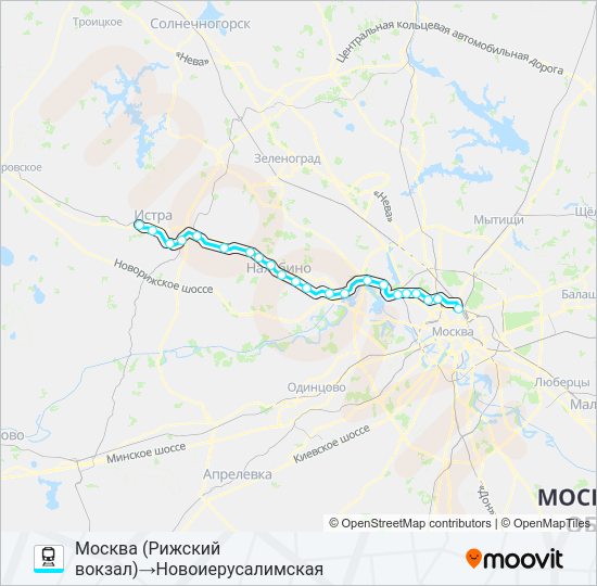 Поезд РИЖСКОЕ НАПРАВЛЕНИЕ: карта маршрута