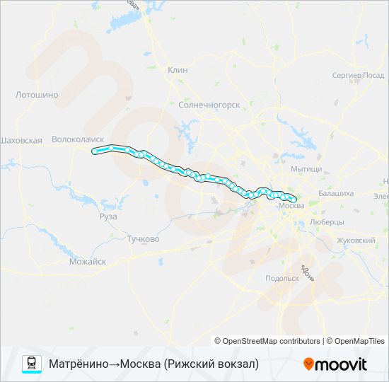 Поезд РИЖСКОЕ НАПРАВЛЕНИЕ: карта маршрута