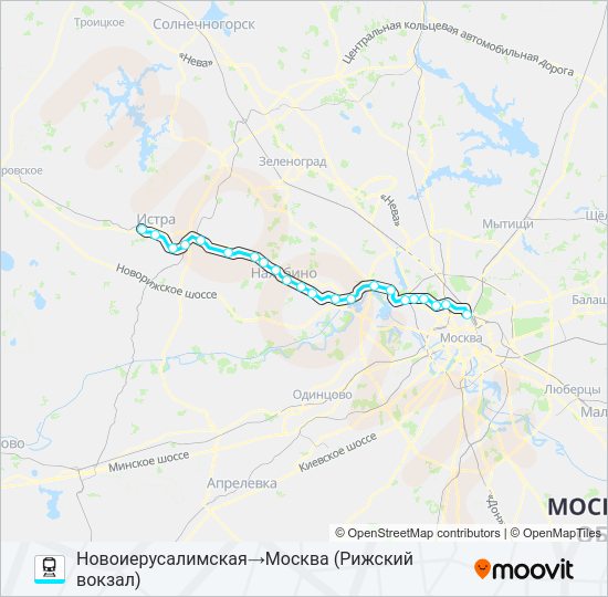 Поезд РИЖСКОЕ НАПРАВЛЕНИЕ: карта маршрута