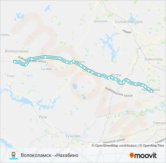 Поезд РИЖСКОЕ НАПРАВЛЕНИЕ: карта маршрута