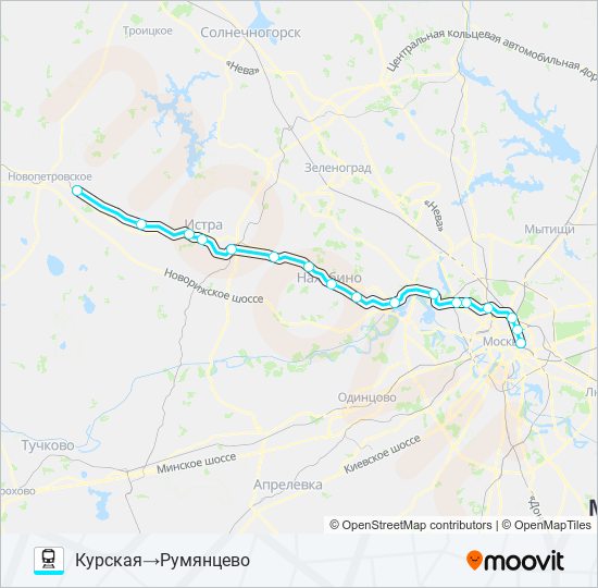 Поезд РИЖСКОЕ НАПРАВЛЕНИЕ: карта маршрута
