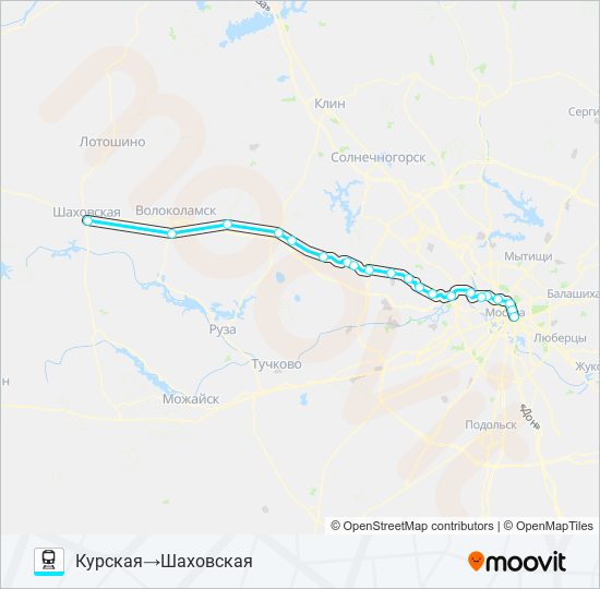 Поезд РИЖСКОЕ НАПРАВЛЕНИЕ: карта маршрута